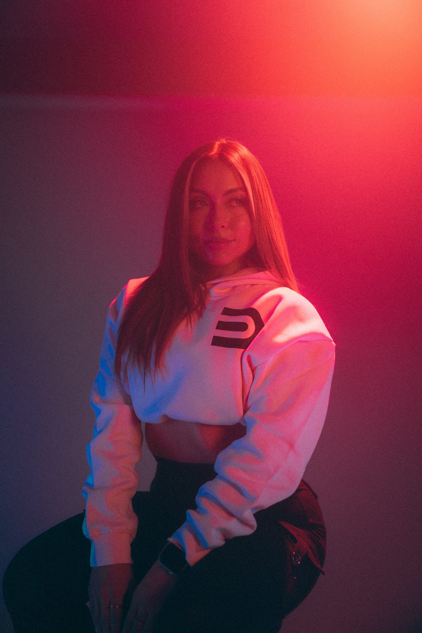 EgoDrvn Pink Crop Top Hoodie (Women's)