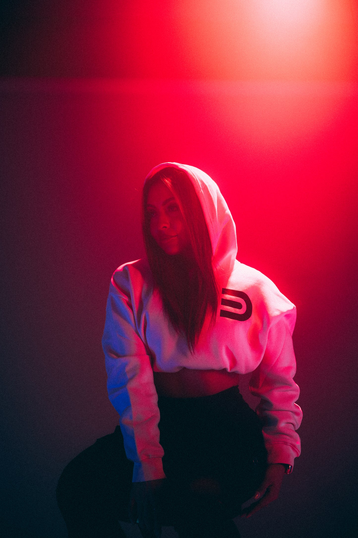 EgoDrvn Pink Crop Top Hoodie (Women's)