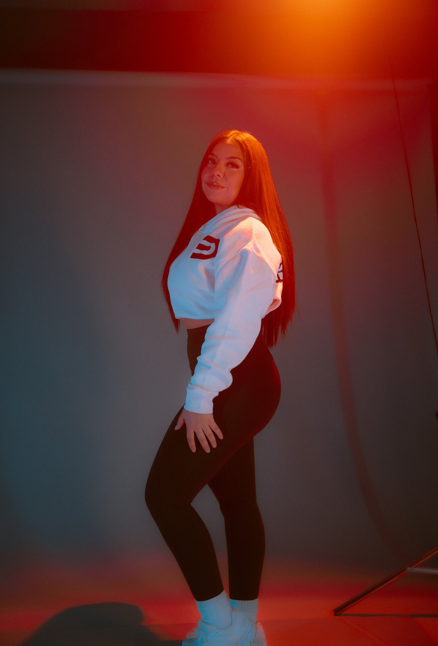 EgoDrvn Cream Crop Top Hoodie (Women's)