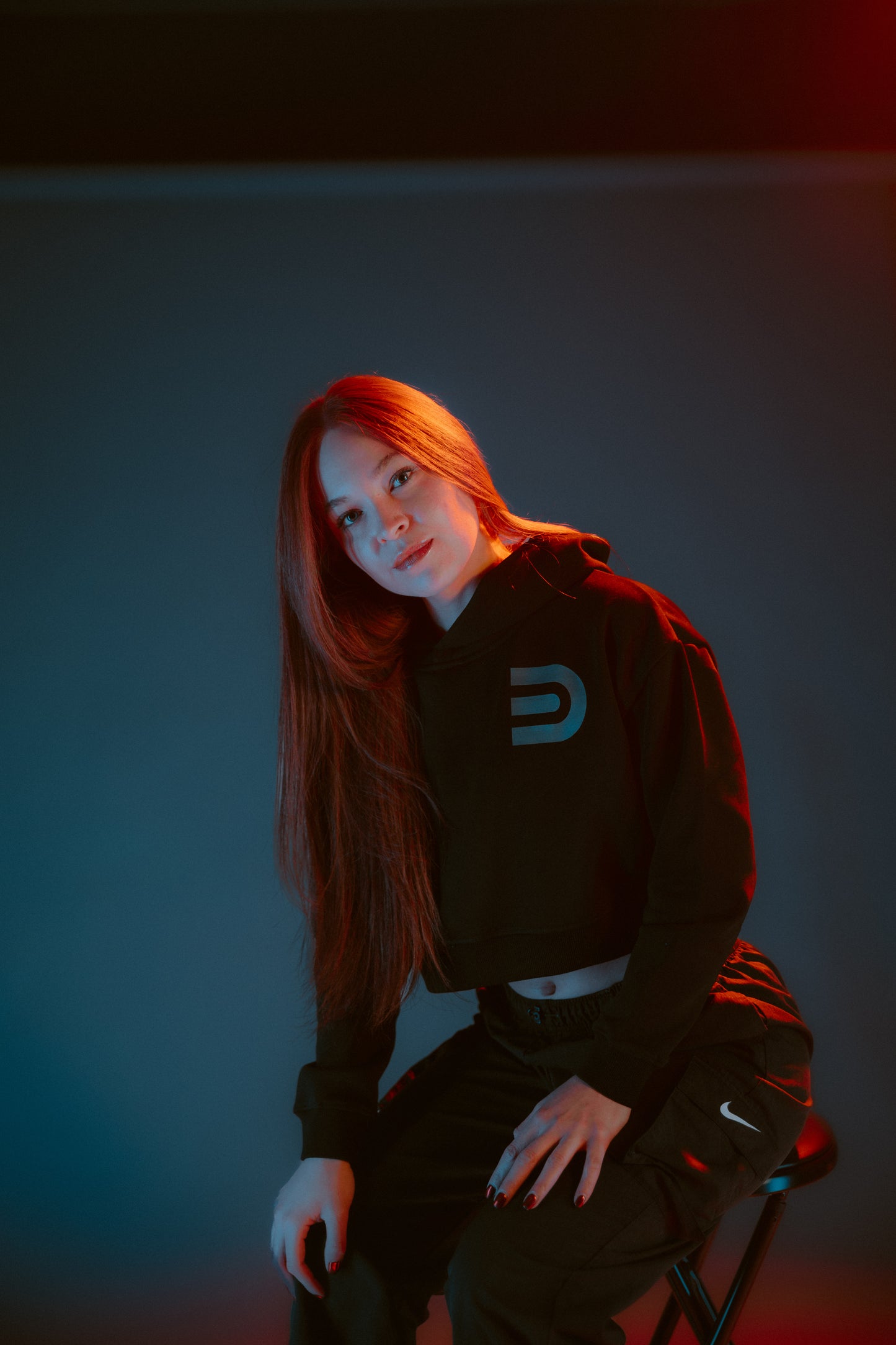 EgoDrvn Black Crop Top Hoodie (Women's)