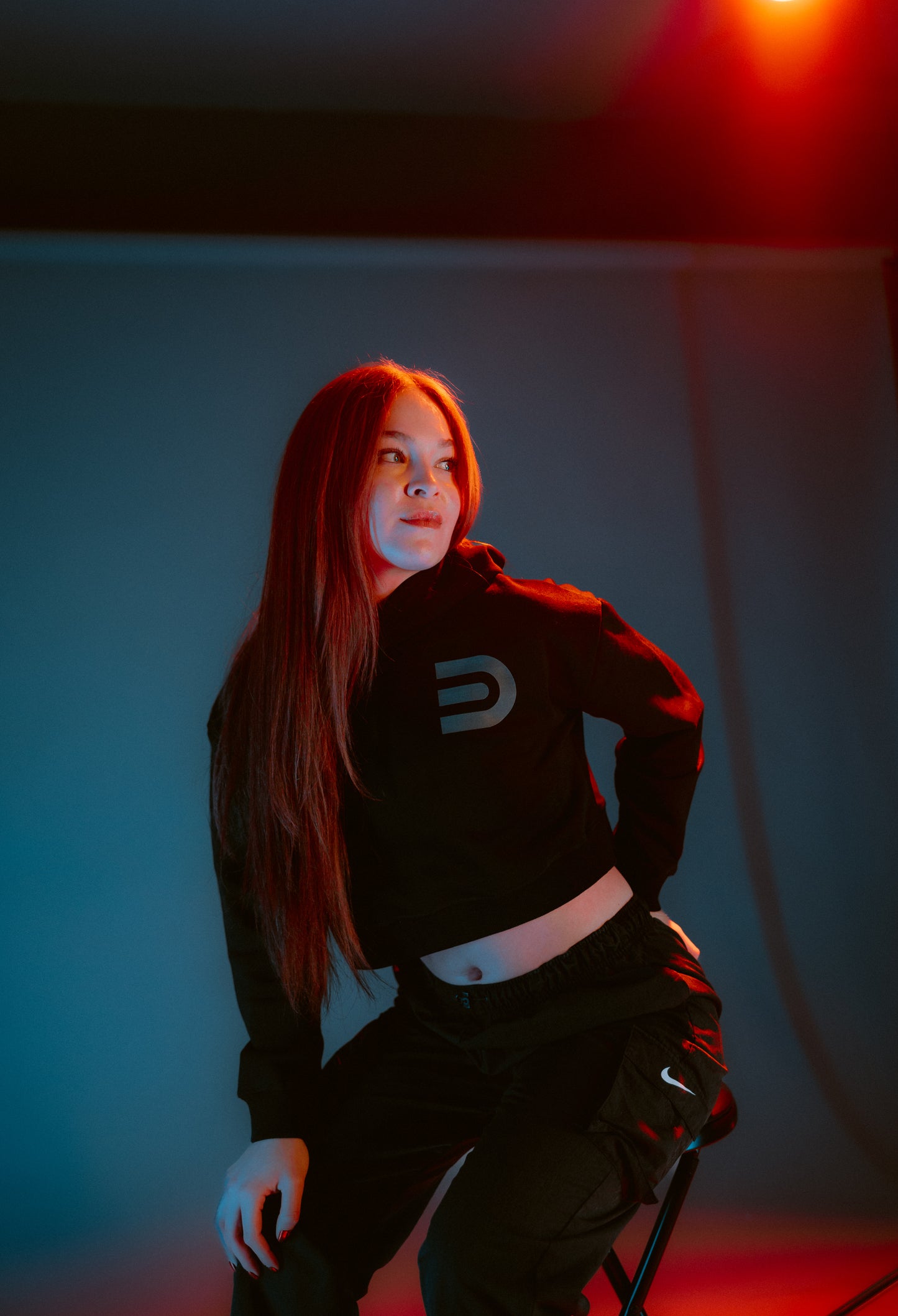 EgoDrvn Black Crop Top Hoodie (Women's)
