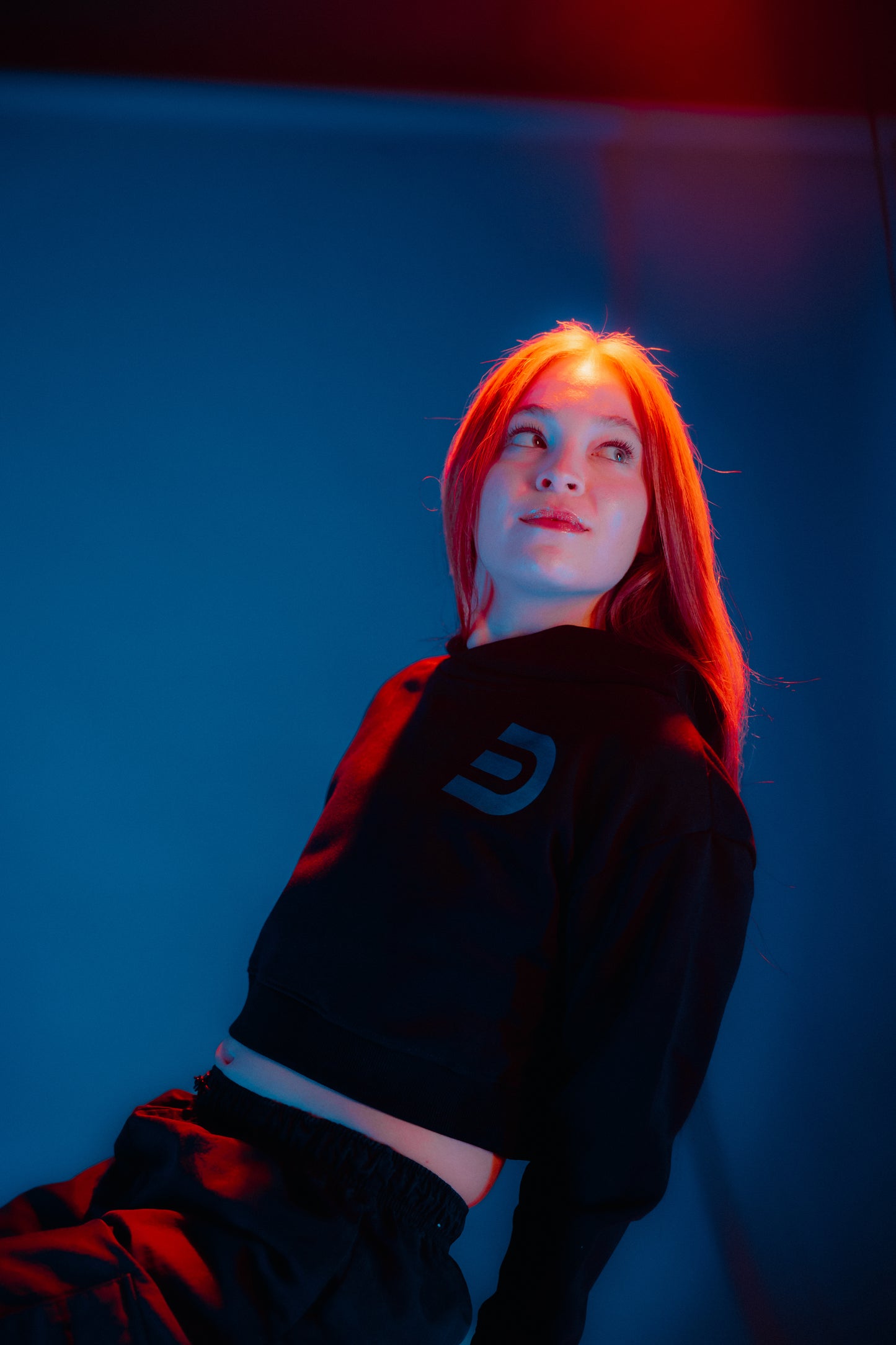 EgoDrvn Black Crop Top Hoodie (Women's)