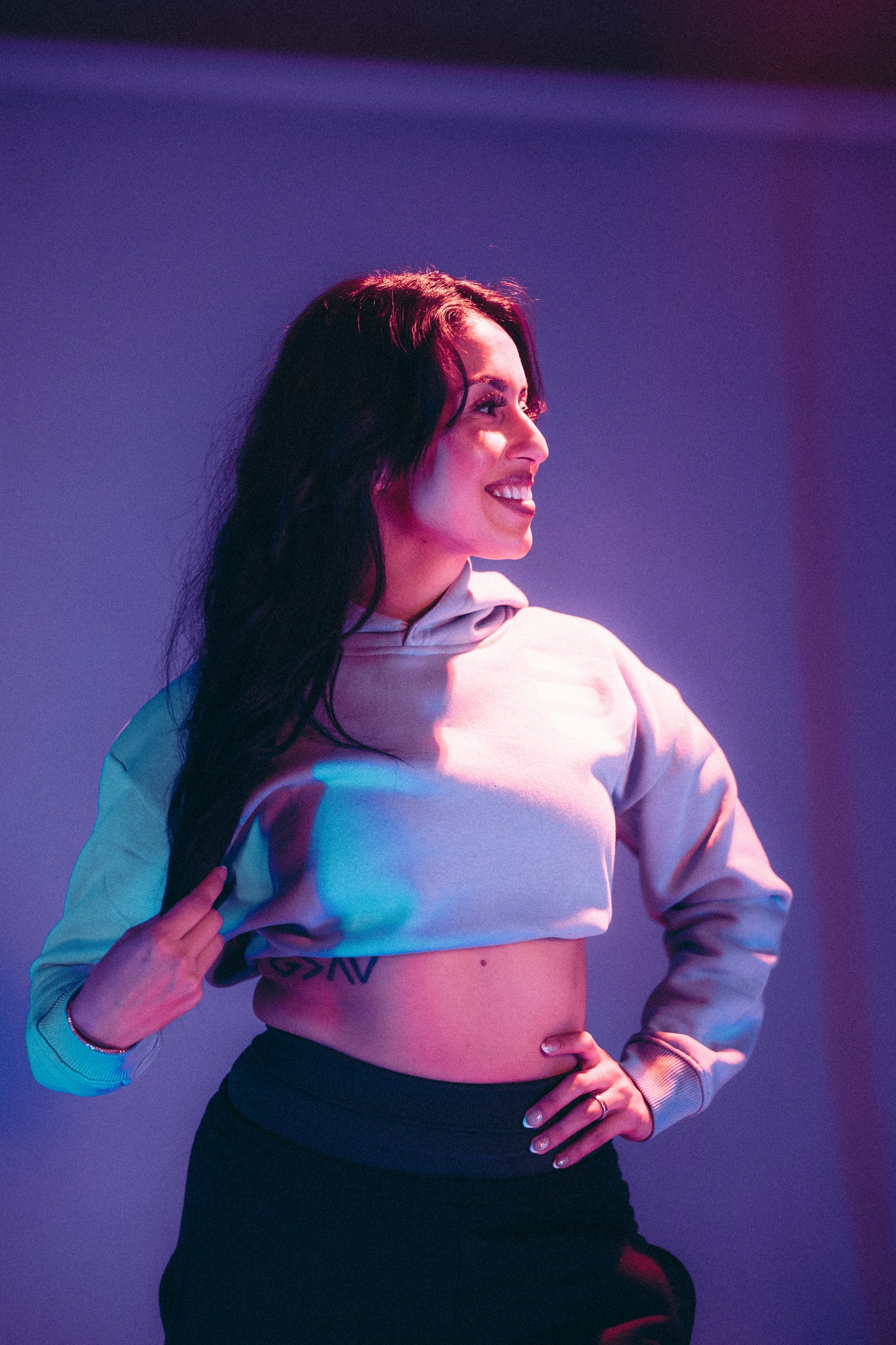 EgoDrvn Lilac Crop Top Hoodie (Women's)